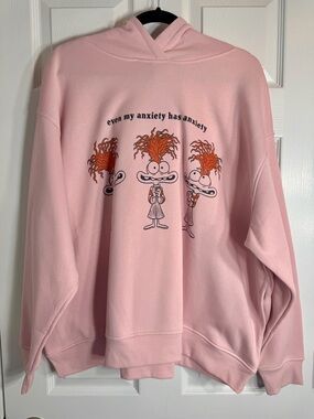 NWT Disney Inside Out 2 Anxiety Pink Hoodie "Even My Anxiety Has Anxiety" 2XL
